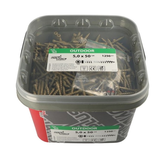 Dynaplus® 5x50 vlonderschroef Xtreme +snijpunt AR-coating platkop TX-25 – 1250 Stuks in Emmer-8712811048127