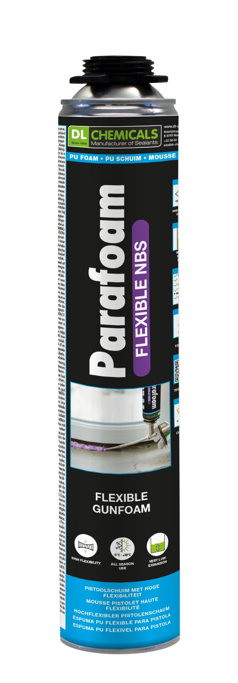Parafoam NBS Flexible purschuim 750ML 1-com PU pistoolschuim-5413624358054