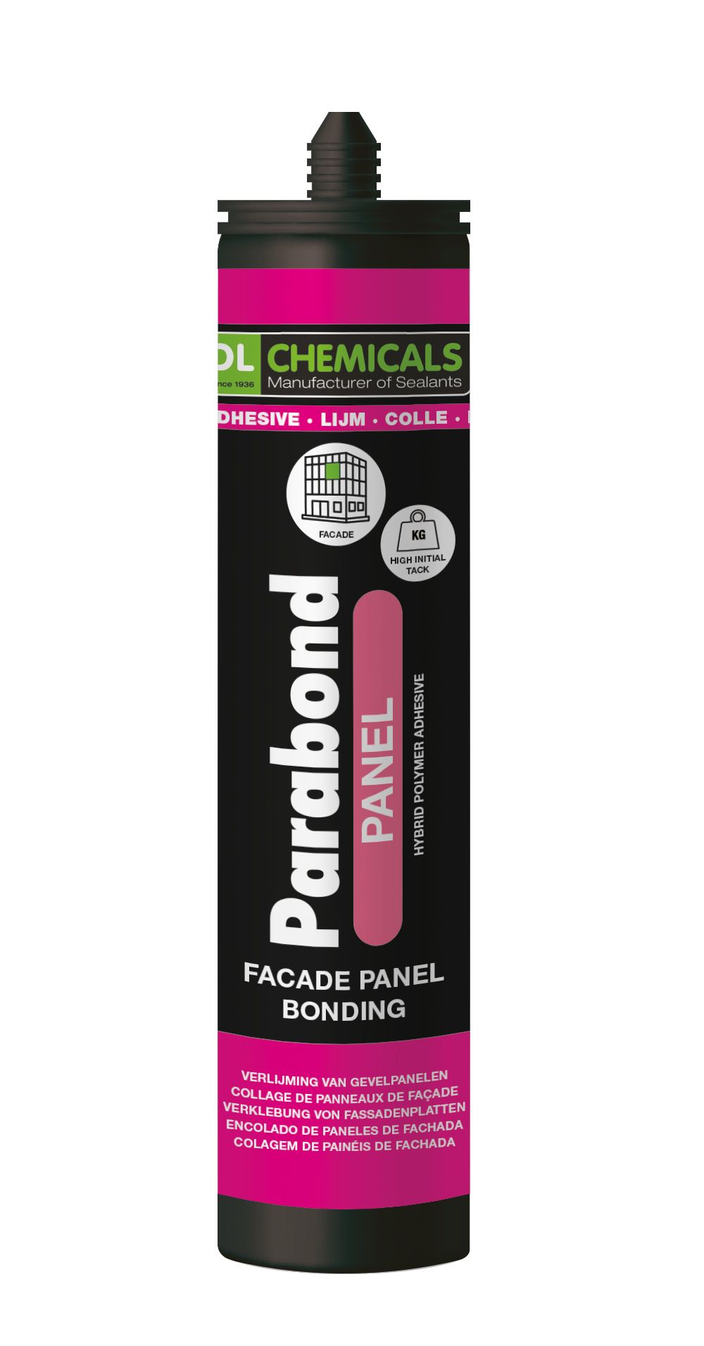 Parabond Panel zwart 1-comp hybride lijmkit koker 290ML-5413624714652