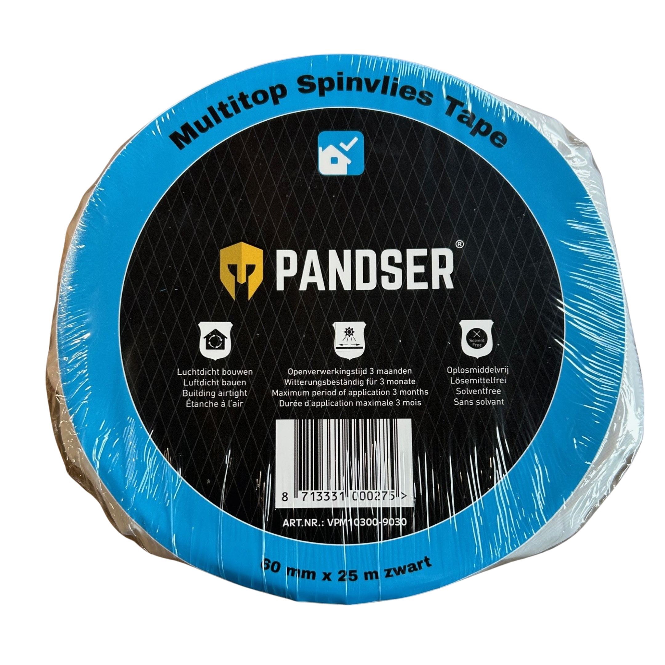 Pandser Multitop Spinvlies Folietape 60 mm x 25 m – Zwart-8713331000275