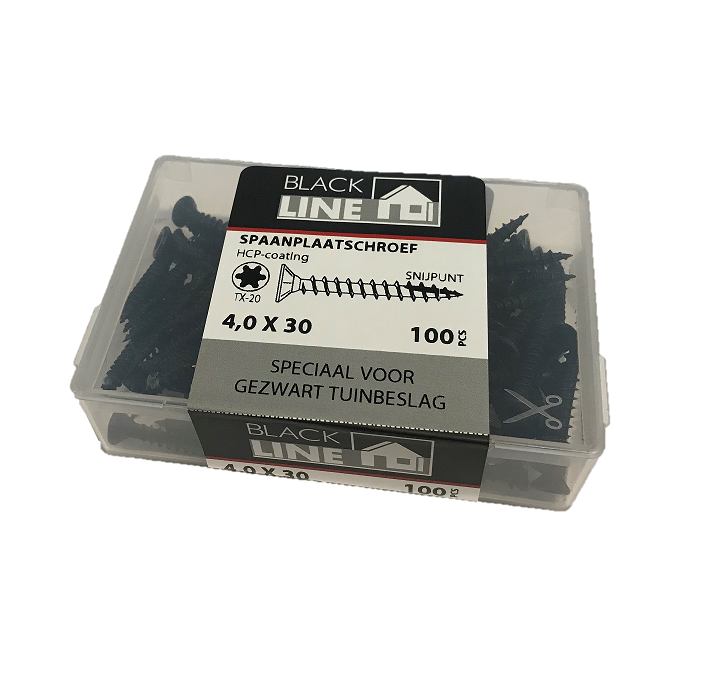 Blackline spaanplaatschroeven 4x30 Tx20 per doos 100 stuks-8712811009036