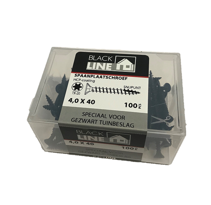 Blackline spaanplaatschroeven 4x40 Tx20 per doos 100 stuks-8712811009074
