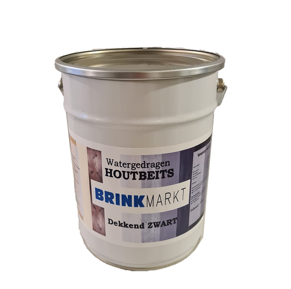 Houtbeits waterbasis dekkend zwart  5 Ltr-9504371299960