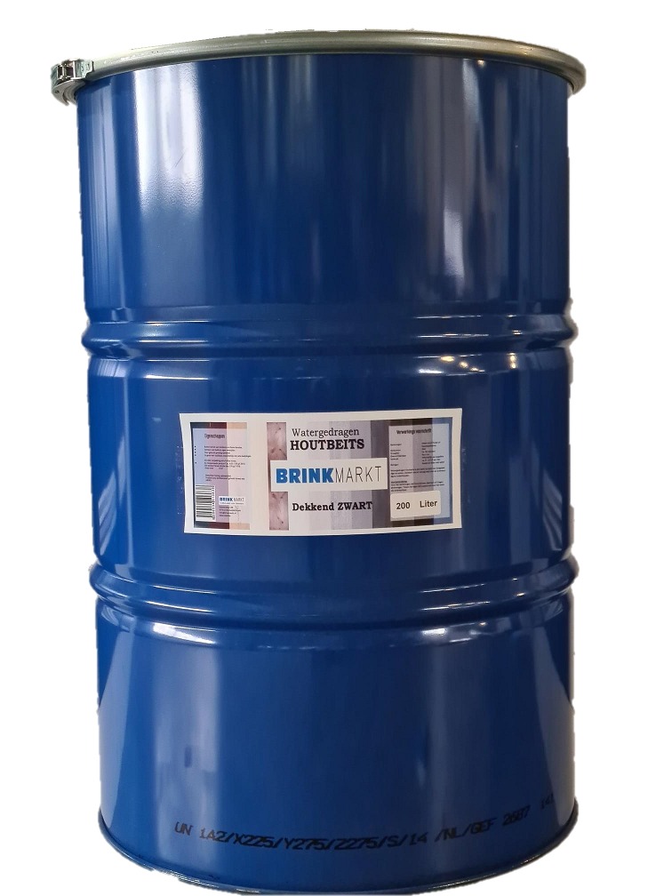 Houtbeits waterbasis dekkend zwart  200 Ltr Grootverpakking-9508668798747