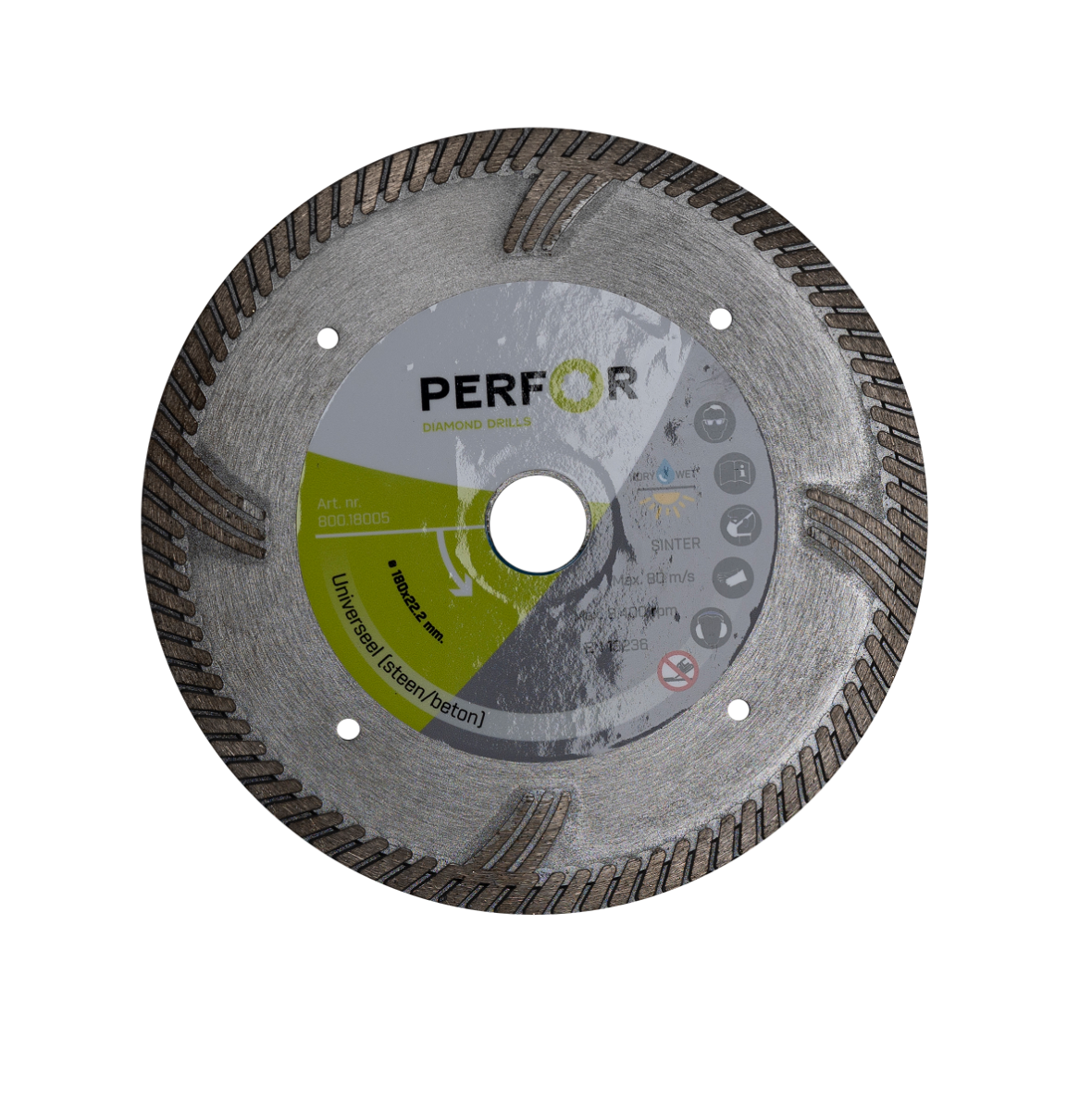 Perfor diamant zaagblad universeel met zijsegment Ø180, asgat 22,2, segmentdikte 2,8mm-8720682792117