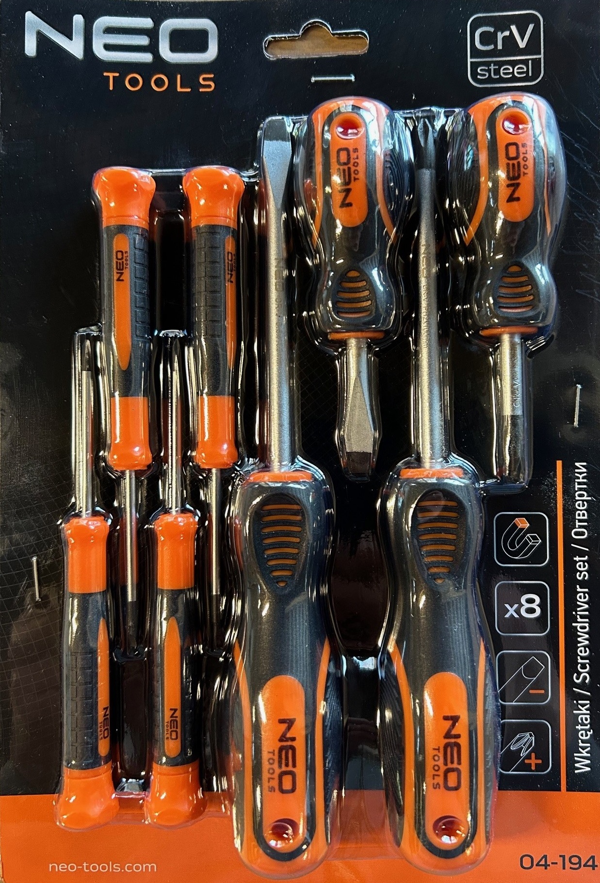 NEO Tools Schroevendraaierset 8-delig – CrV Staal – Ergonomische Softgrip -ACTIE--5907558442687