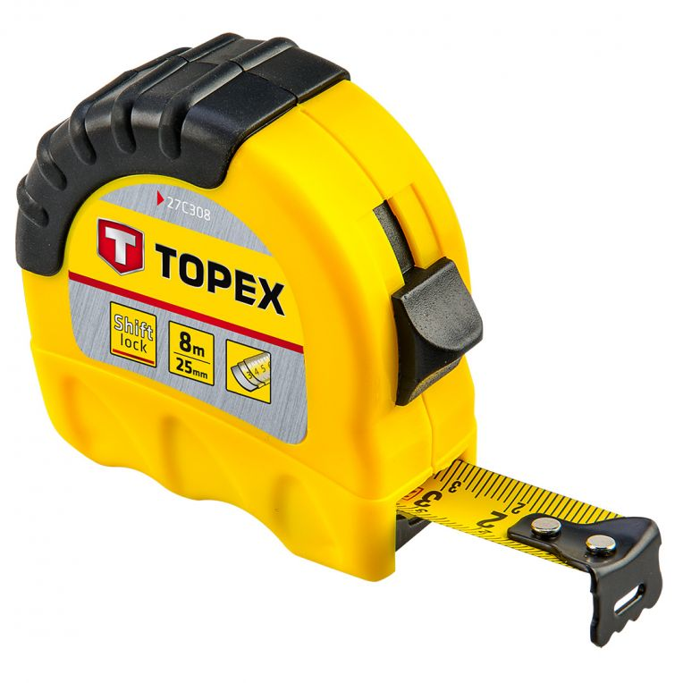 Topex Rolmaat 8 mtr x 25mm shiftlock-5902062111791