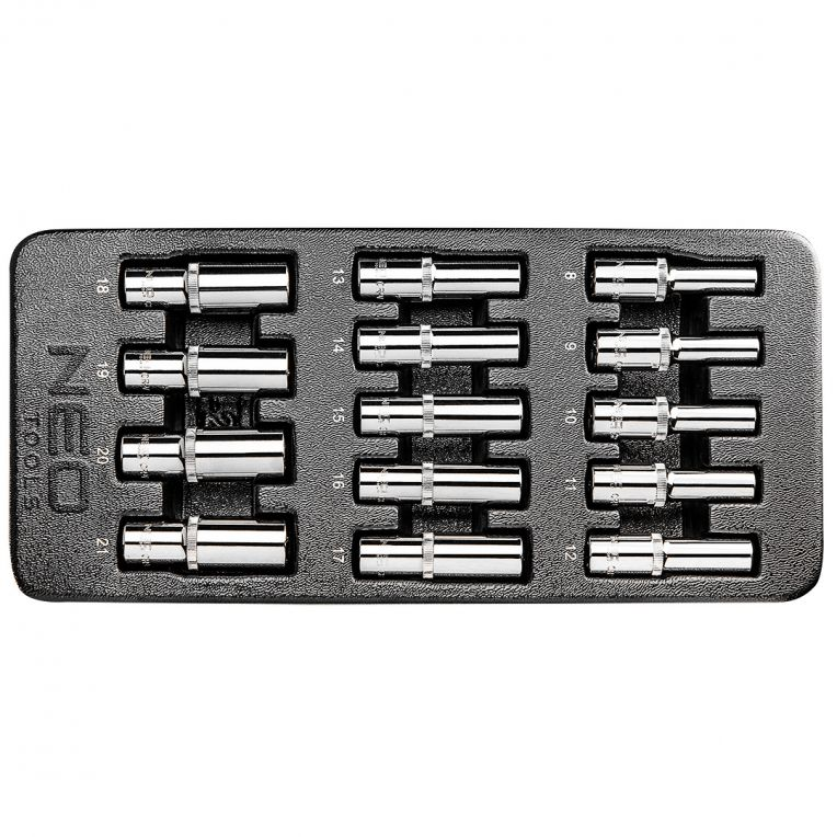 Lange Doppenset 1/2' 20 Delig, 8 t/m 21mm, Inleglade,-5907558424409