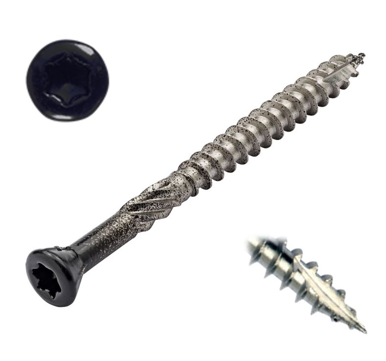 Proftec Tuinhoutschroeven 5,0x40 RVS-410 zwarte kop RAL9005 Torx-25 p/ds 200st-8712811045034