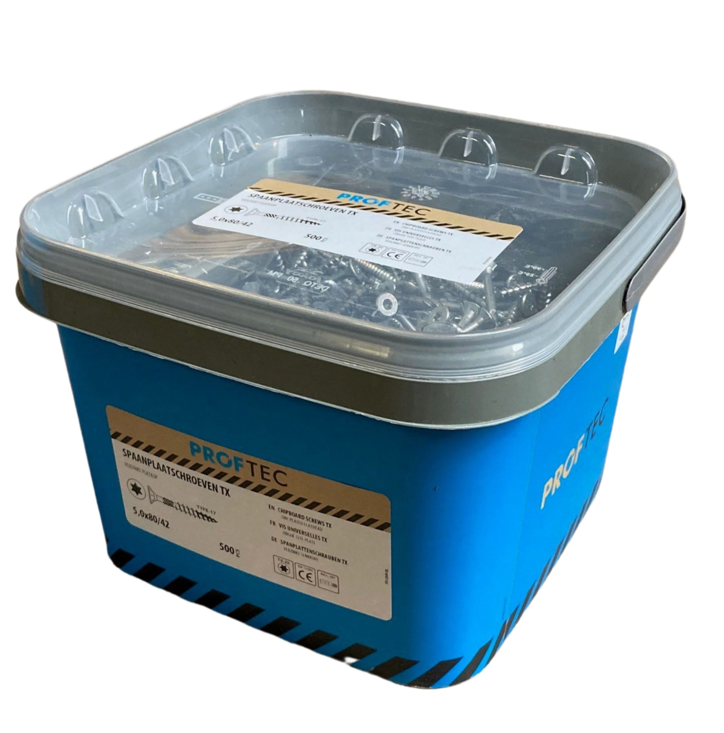 Proftec spaanplaatschroeven met snijpunt 5,0x80 DD-VZ  Tx-20 Emmer 500stuks (grootverpakking)-8712811098863