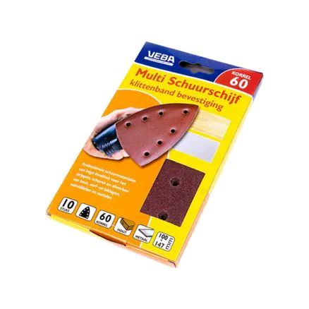 VEBA Multi schuurschijf met klittenband 100X147MM 7 gaten 10ST P60-8713884055753