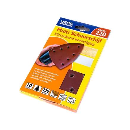 VEBA Multi schuurschijf met klittenband 100X147MM 7 gaten 10ST P220-8713884075034