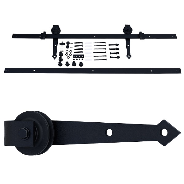 Waelbers Hangrolset punt  met rail in 2 gedeelten 2Mtr Zwart-8712513067464